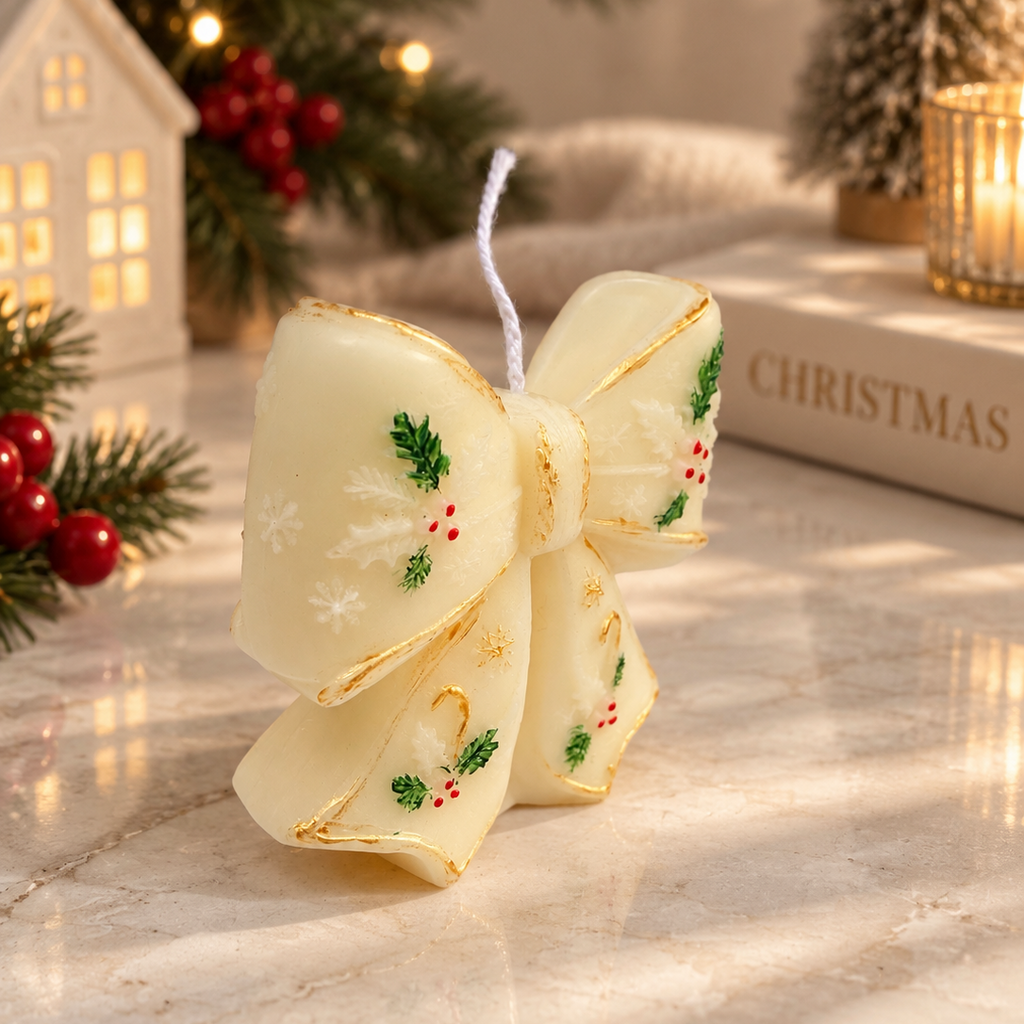 Christmas Bow Candle