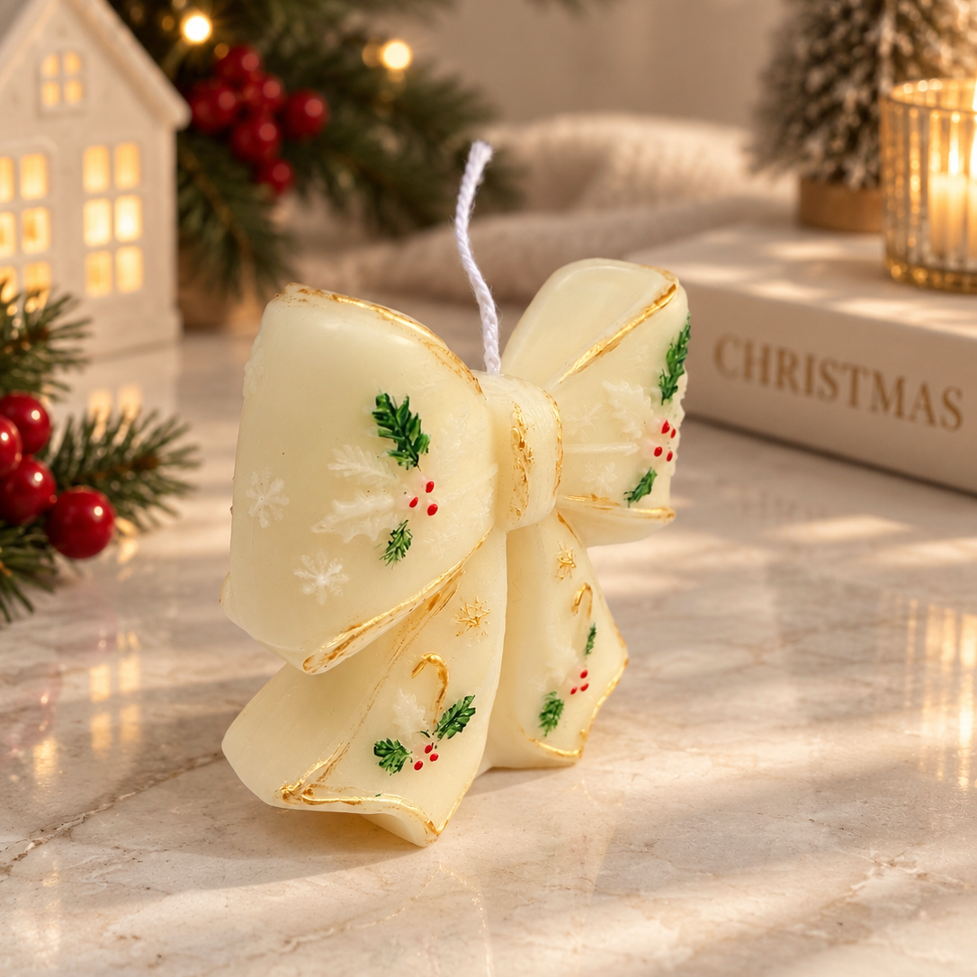 Christmas Bow Candle