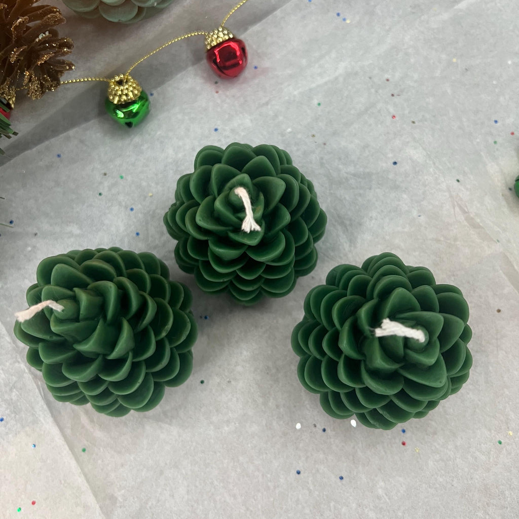 Green Woodland Pinecone Candles