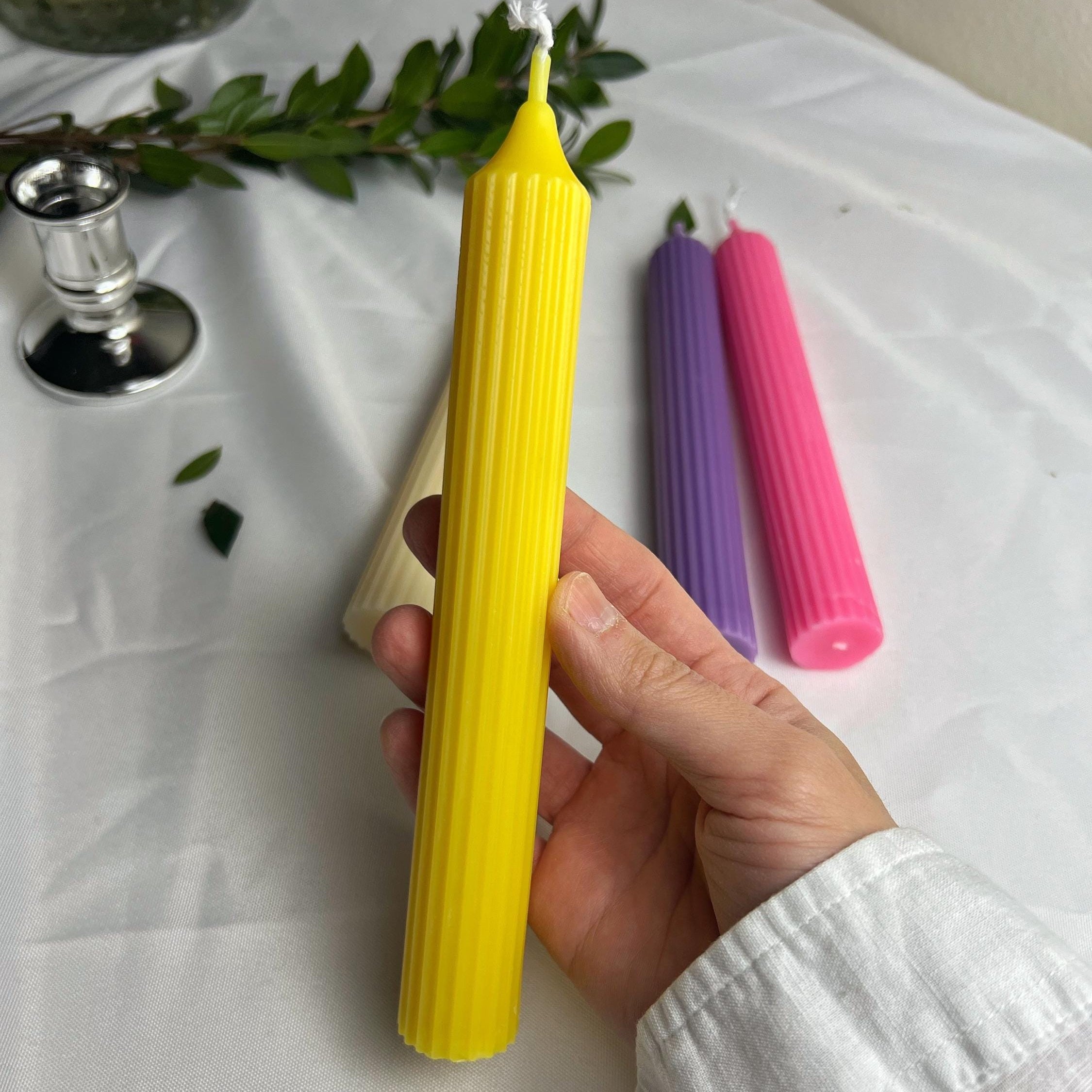 Ribbed Taper Candle