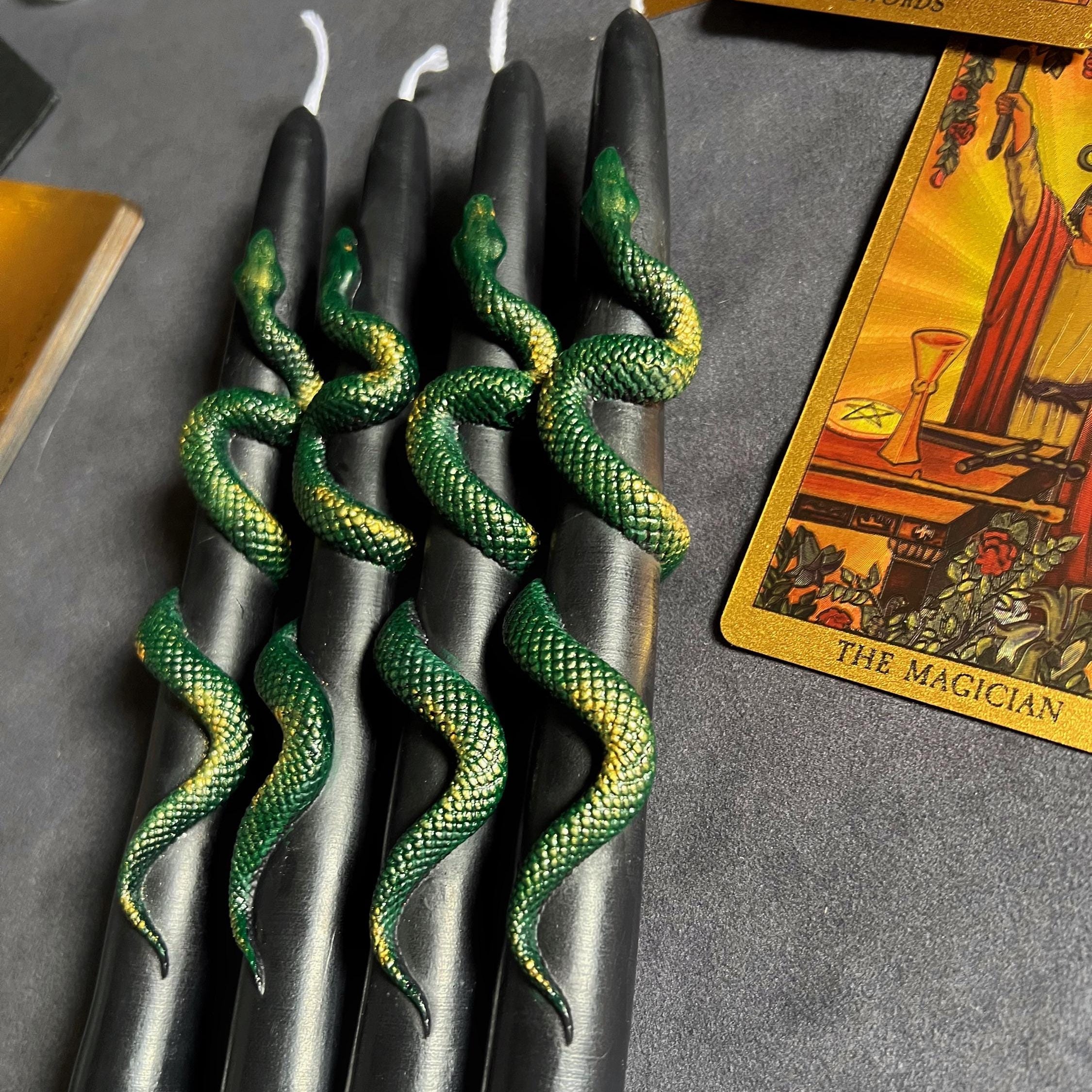 Black Snake Taper Candles Set