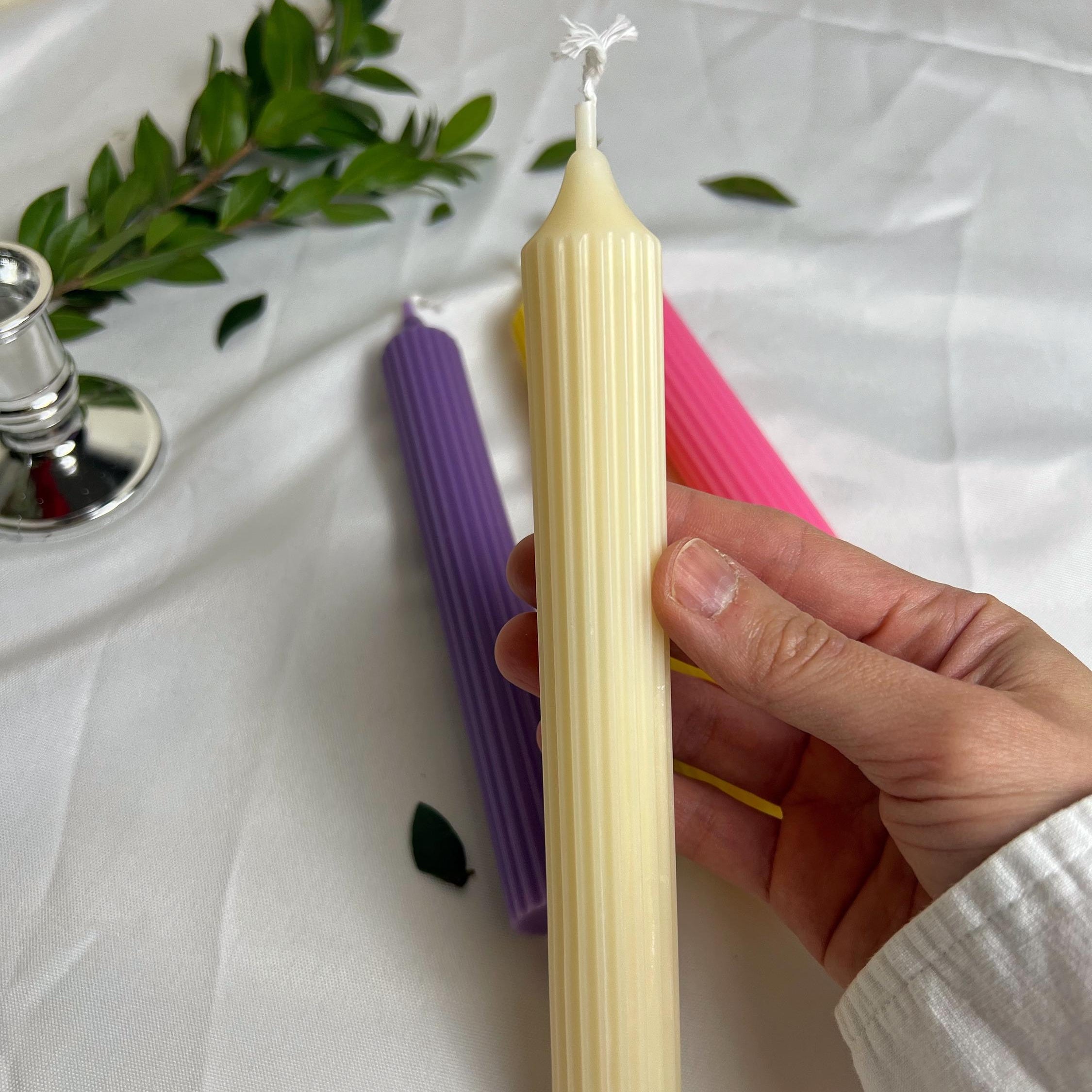 Ribbed Taper Candle