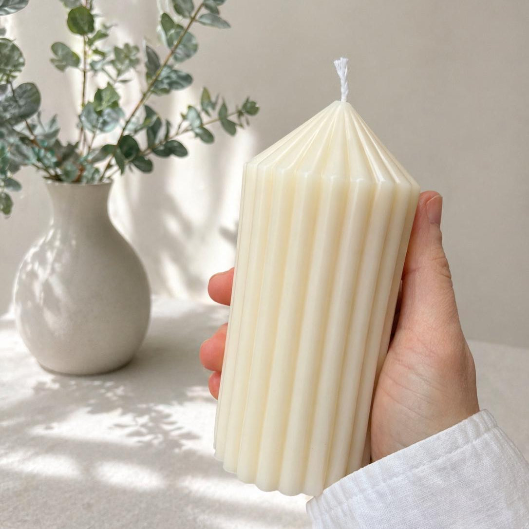 Ribbed Pillar Candle