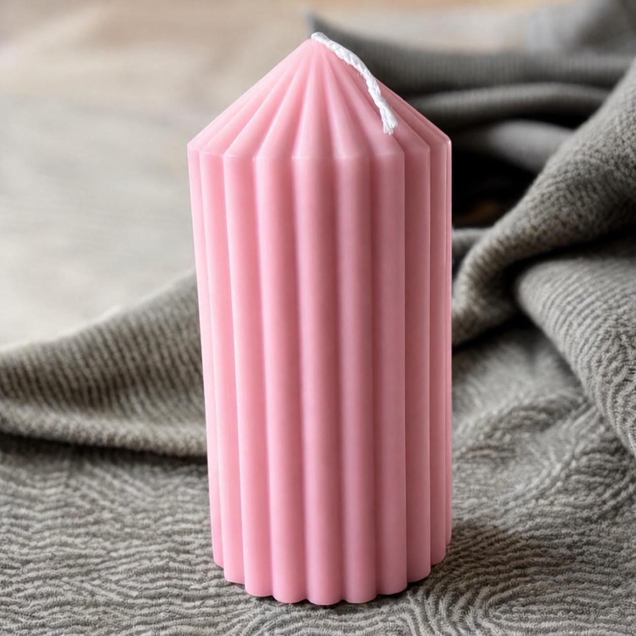 Ribbed Pillar Candle