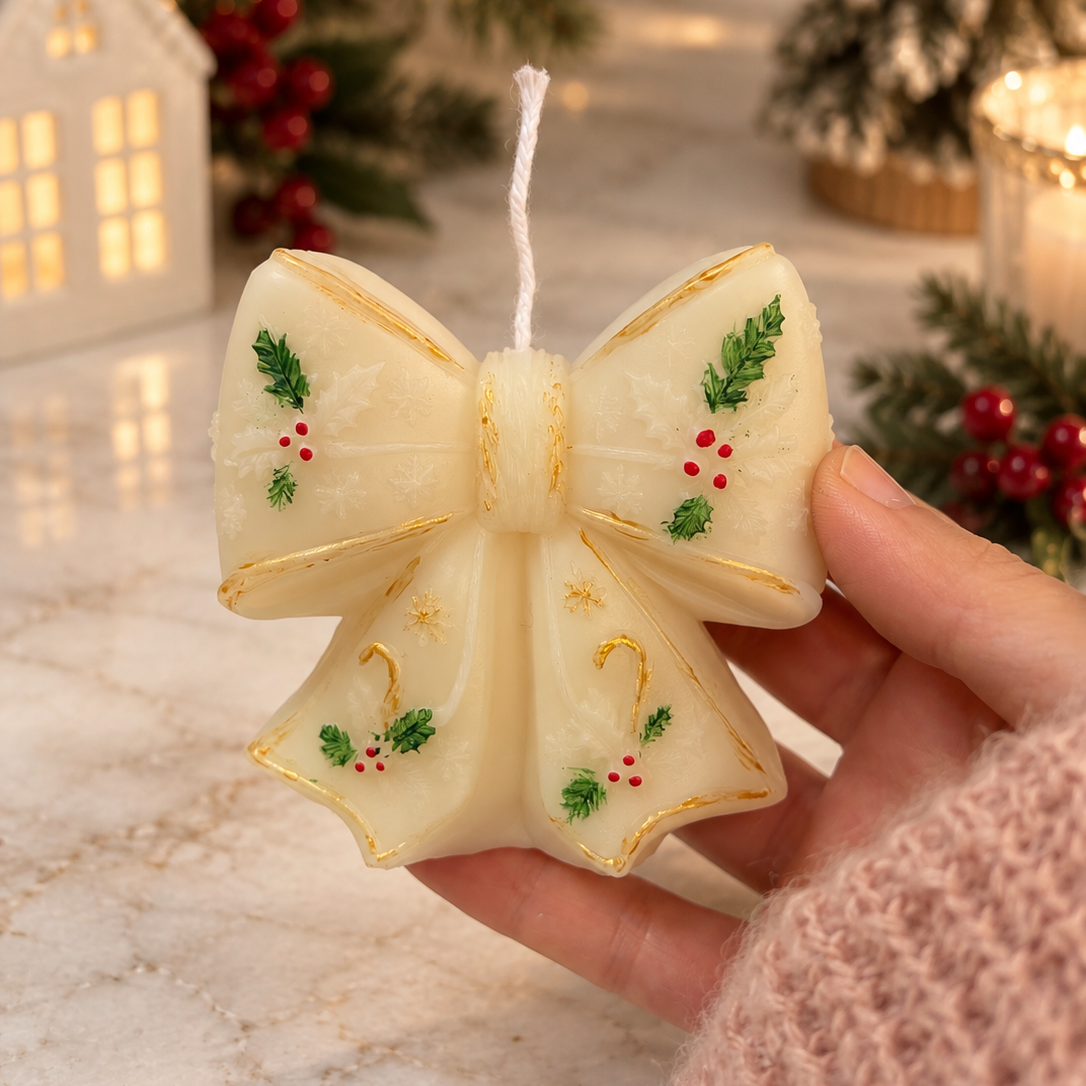 Christmas Bow Candle
