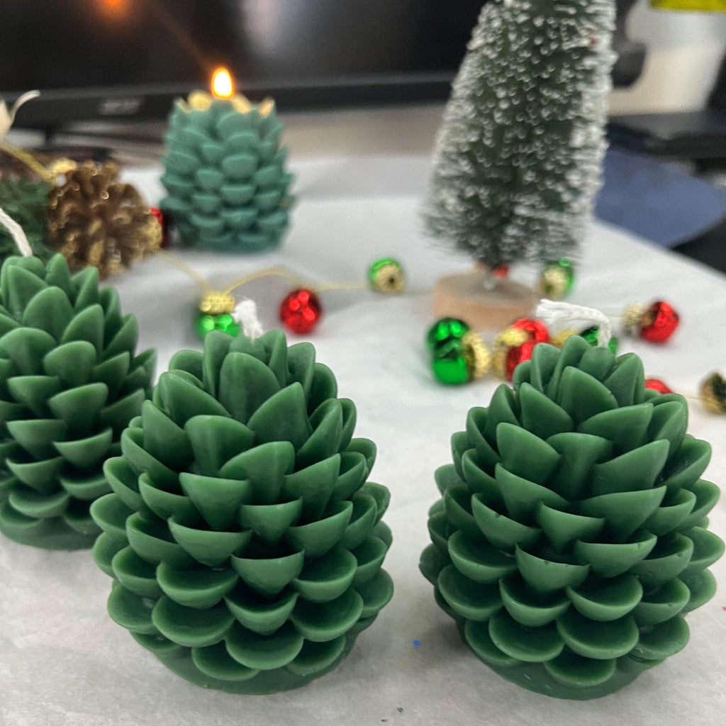 Green Woodland Pinecone Candles