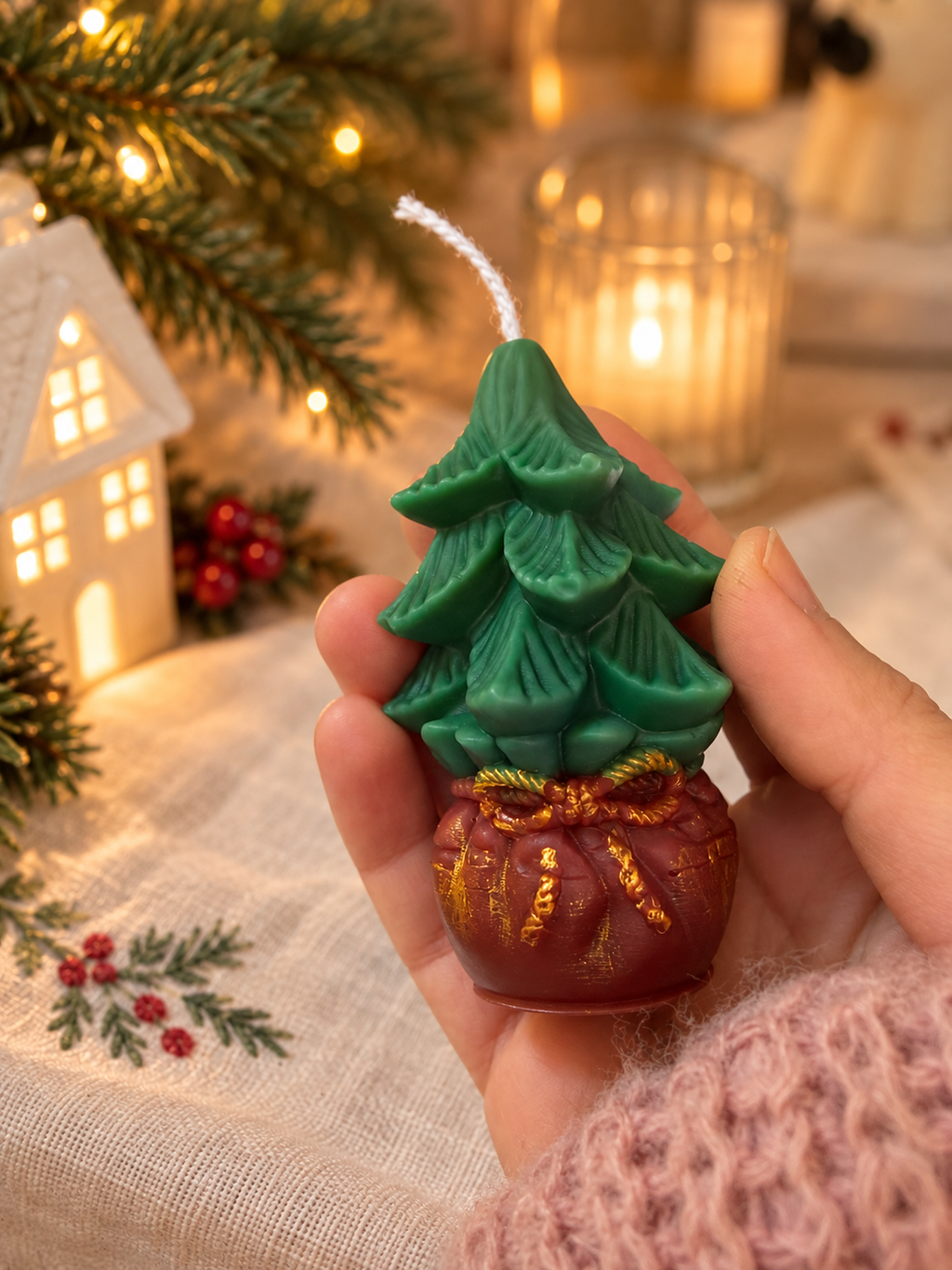 Christmas Tree Gift Bag Candle