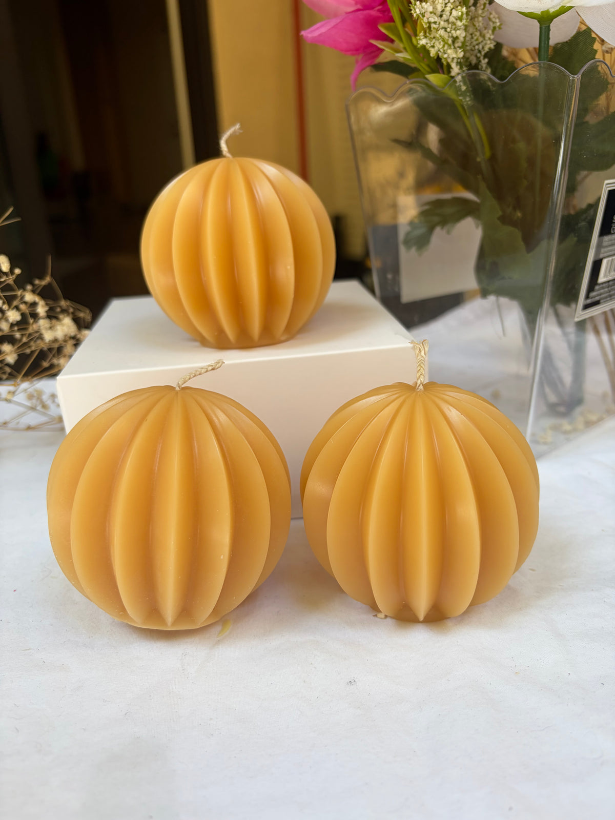 Ribbed Sphere Candle
