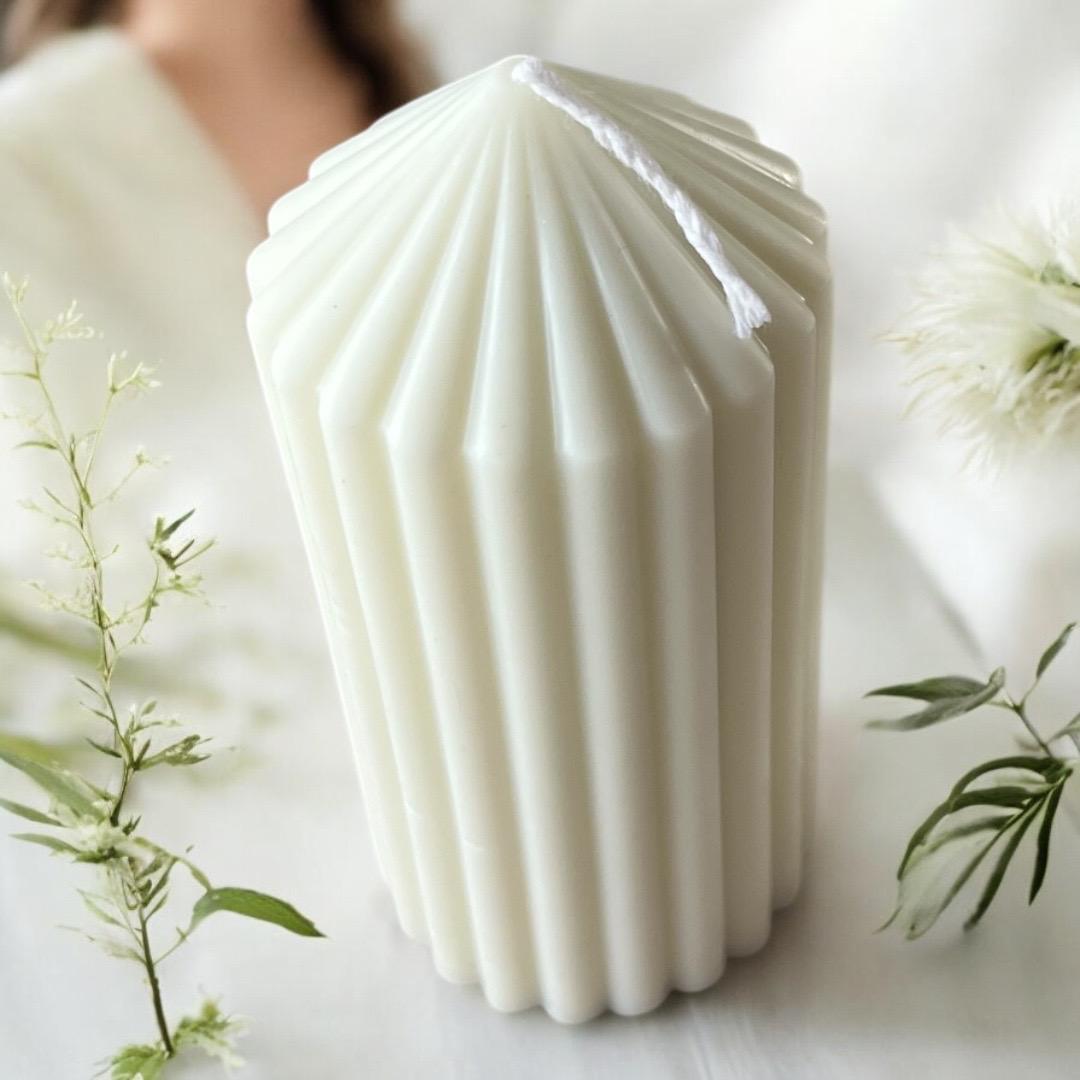 Ribbed Pillar Candle