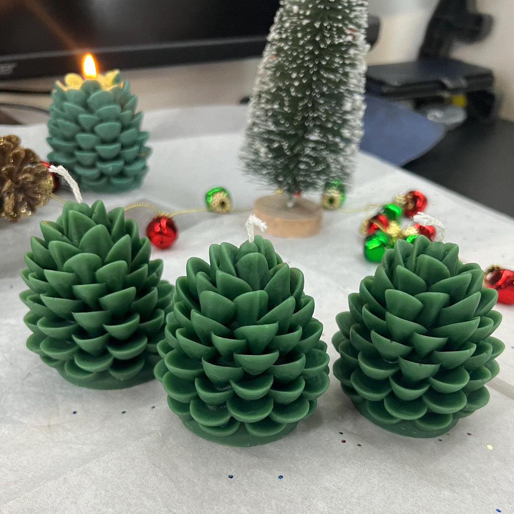 Green Woodland Pinecone Candles
