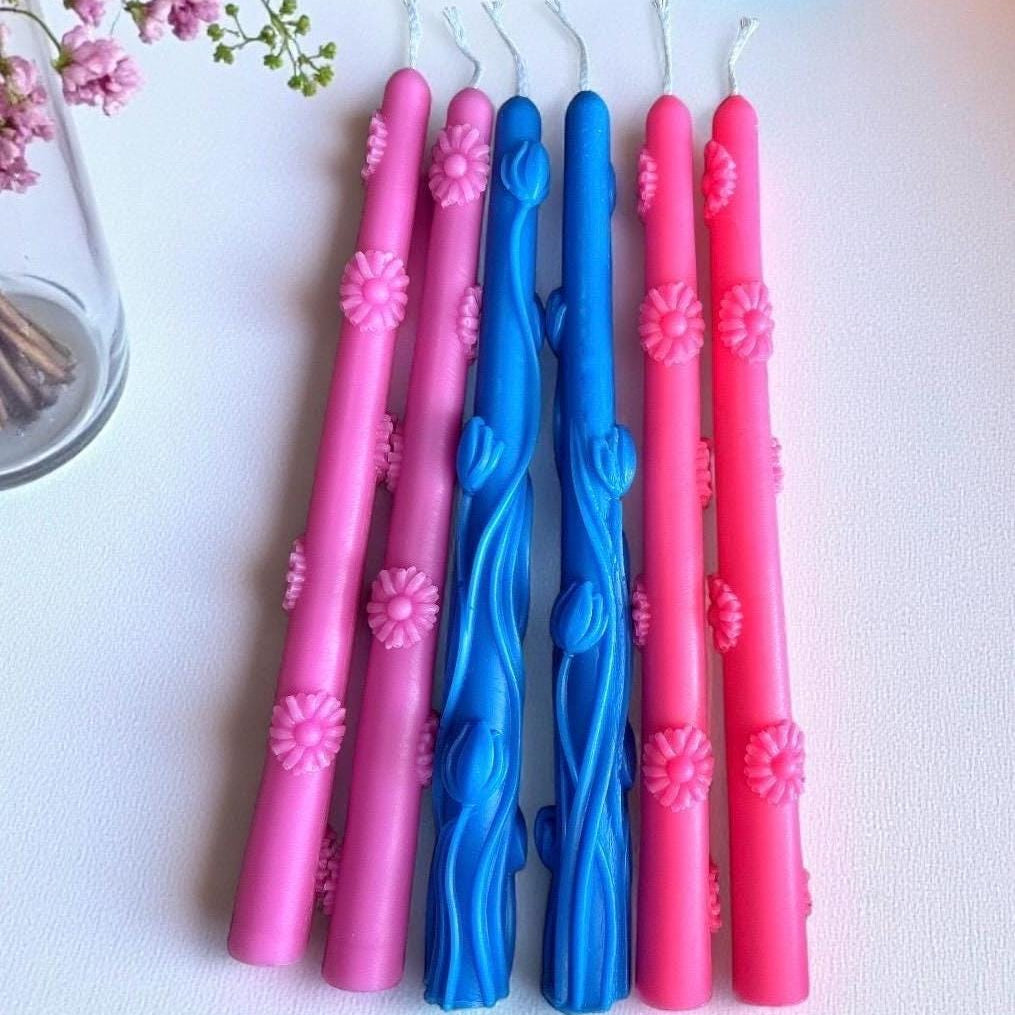 Tulip & Daisy Taper Candle