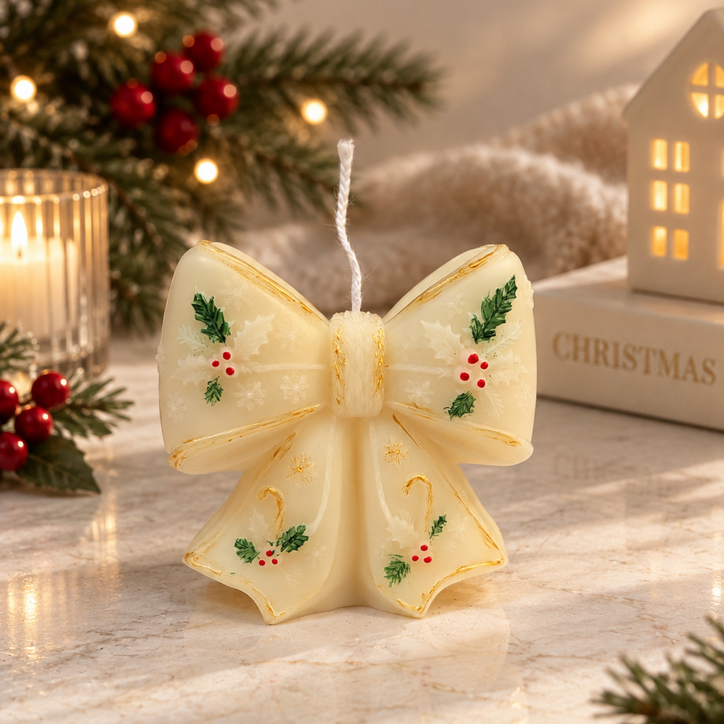 Christmas Bow Candle