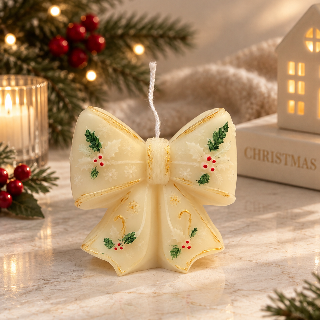Christmas Bow Candle