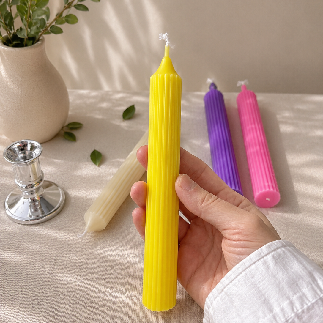 Ribbed Taper Candle