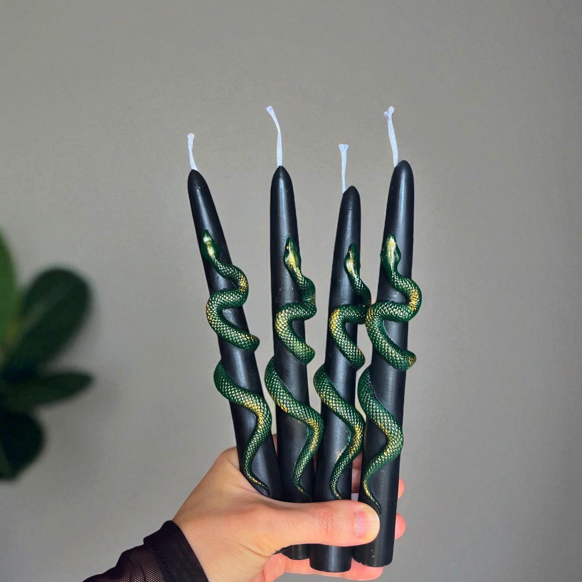 Black Snake Taper Candles Set