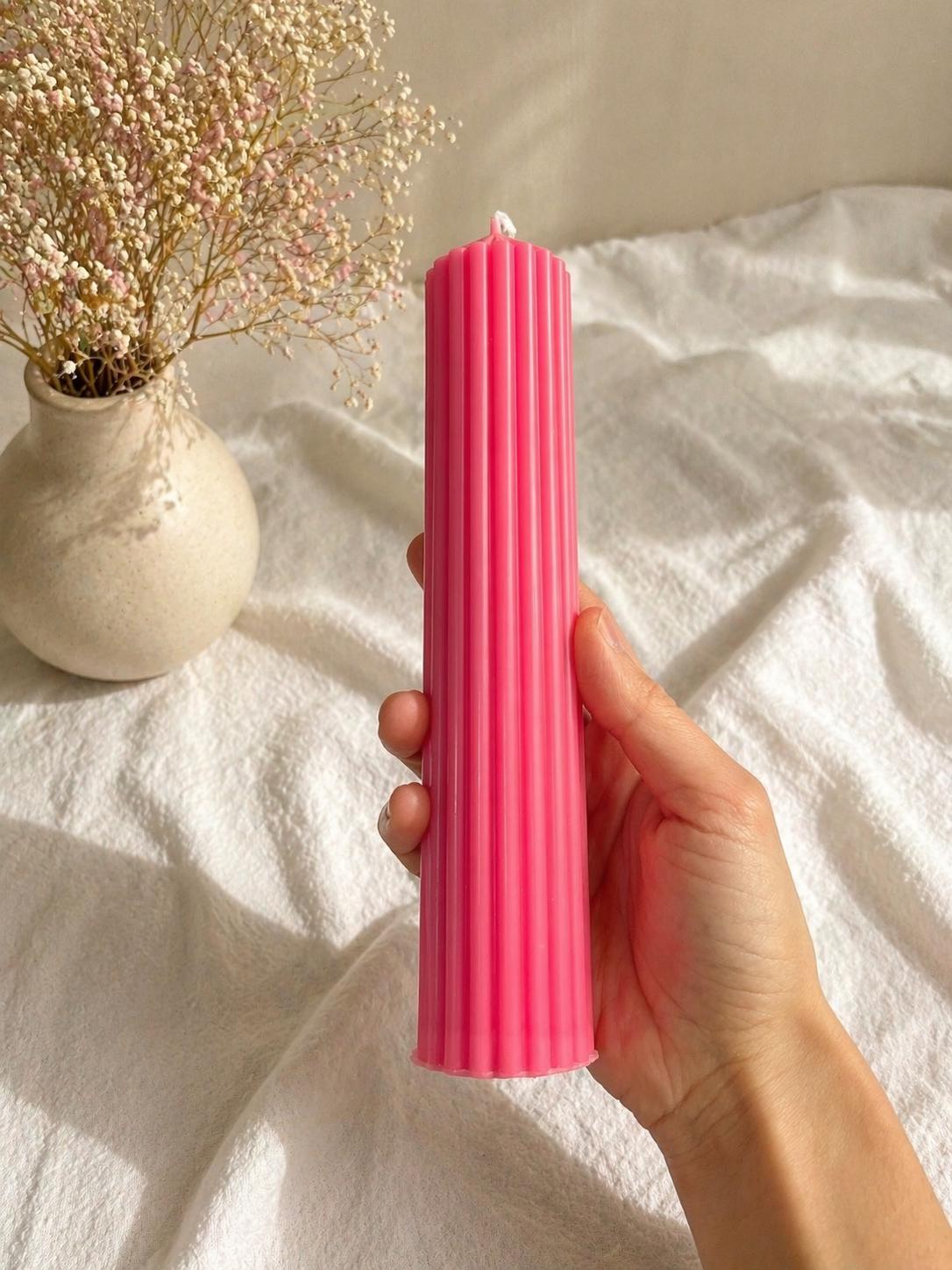 Sculptural Ribbed Pillar Candle