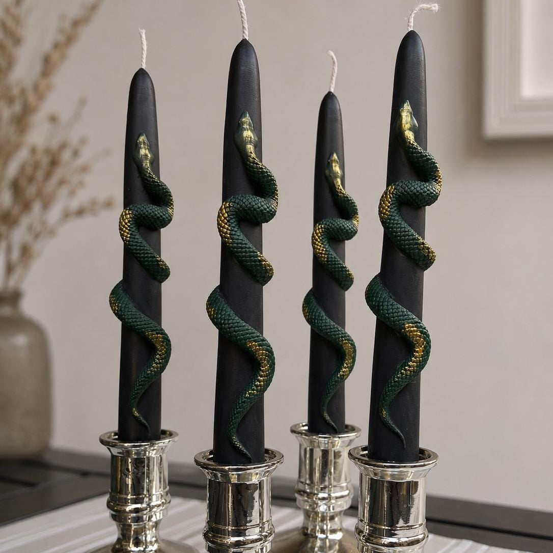 Black Snake Taper Candles Set